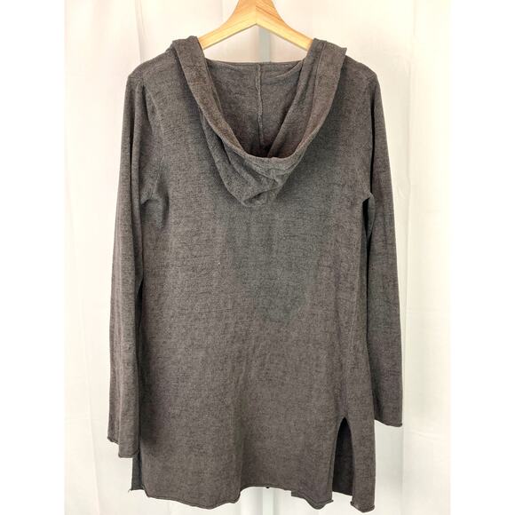 BAREFOOT DREAMS Size S CozyChic Ultra Lite Hooded Open Cardigan Pockets Gray - Picture 2 of 9